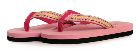 Weird Fish womens adila flip flops pink with cushioned sole and woven strap design