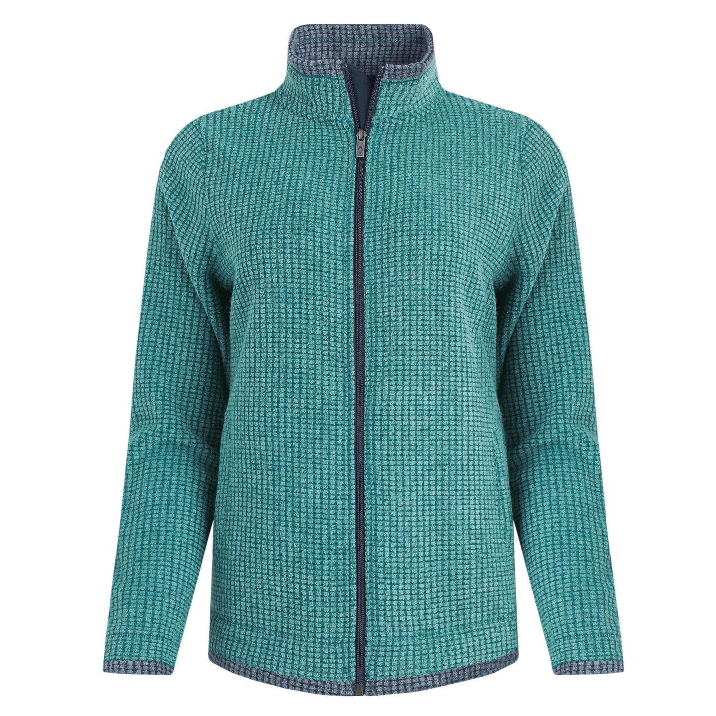 Weird Fish womens Ariana zip grid fleece green full zip front textured warm outdoor jacket