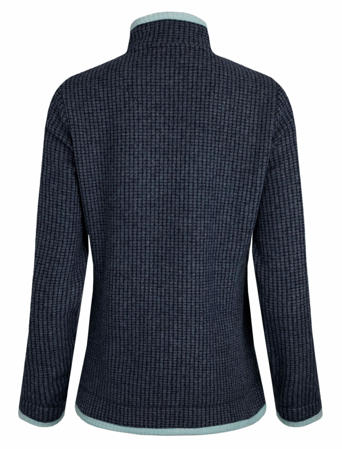Weird Fish womens fleece navy full back view with textured fabric and light trim