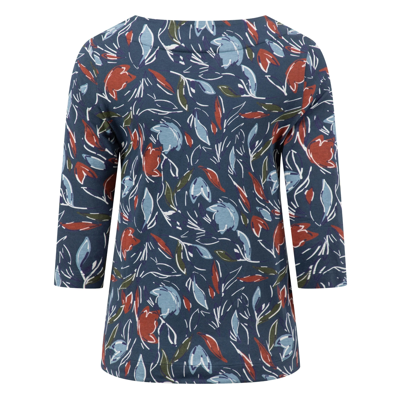 Weird Fish womens floral patterned 3/4 sleeve t-shirt on a white background