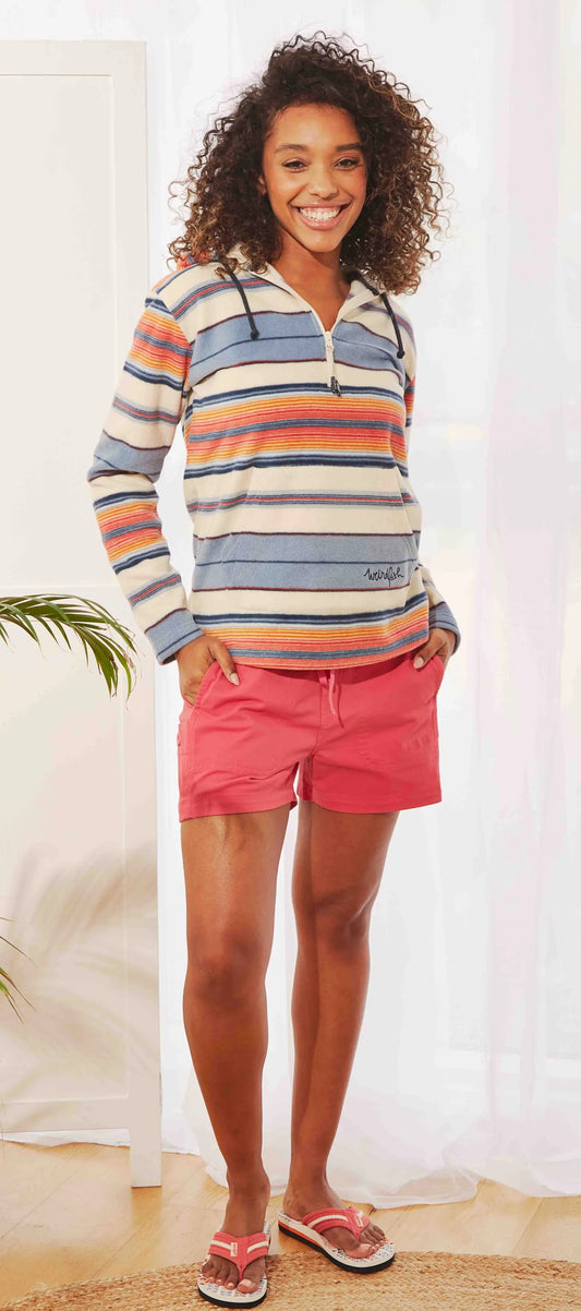 Women's tie front cotton Willoughby shorts from Weird Fish in Hot Pink.