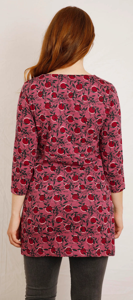 Weird Fish Womens 'Arlina' Printed Jersey Tunic - Crushed Berry