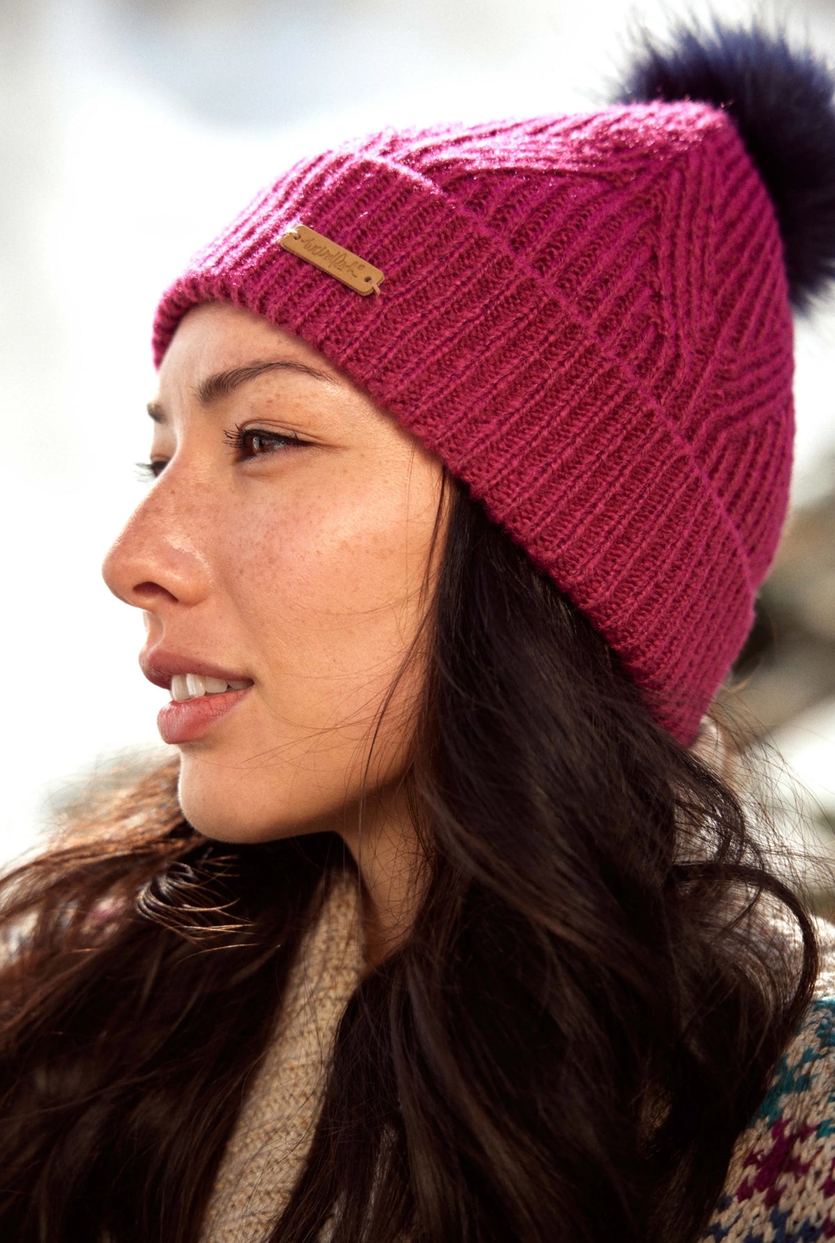 Weird Fish Allium Knitted Bobble Hat - Magenta