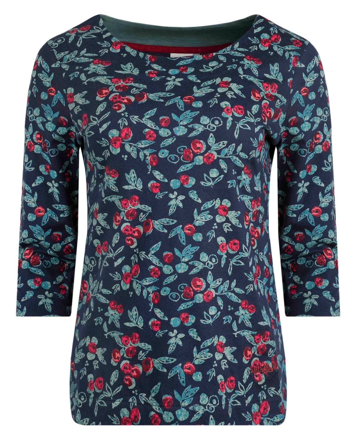 Weird Fish Womens Saffia Printed Sparkle Jersey Top - Midnight