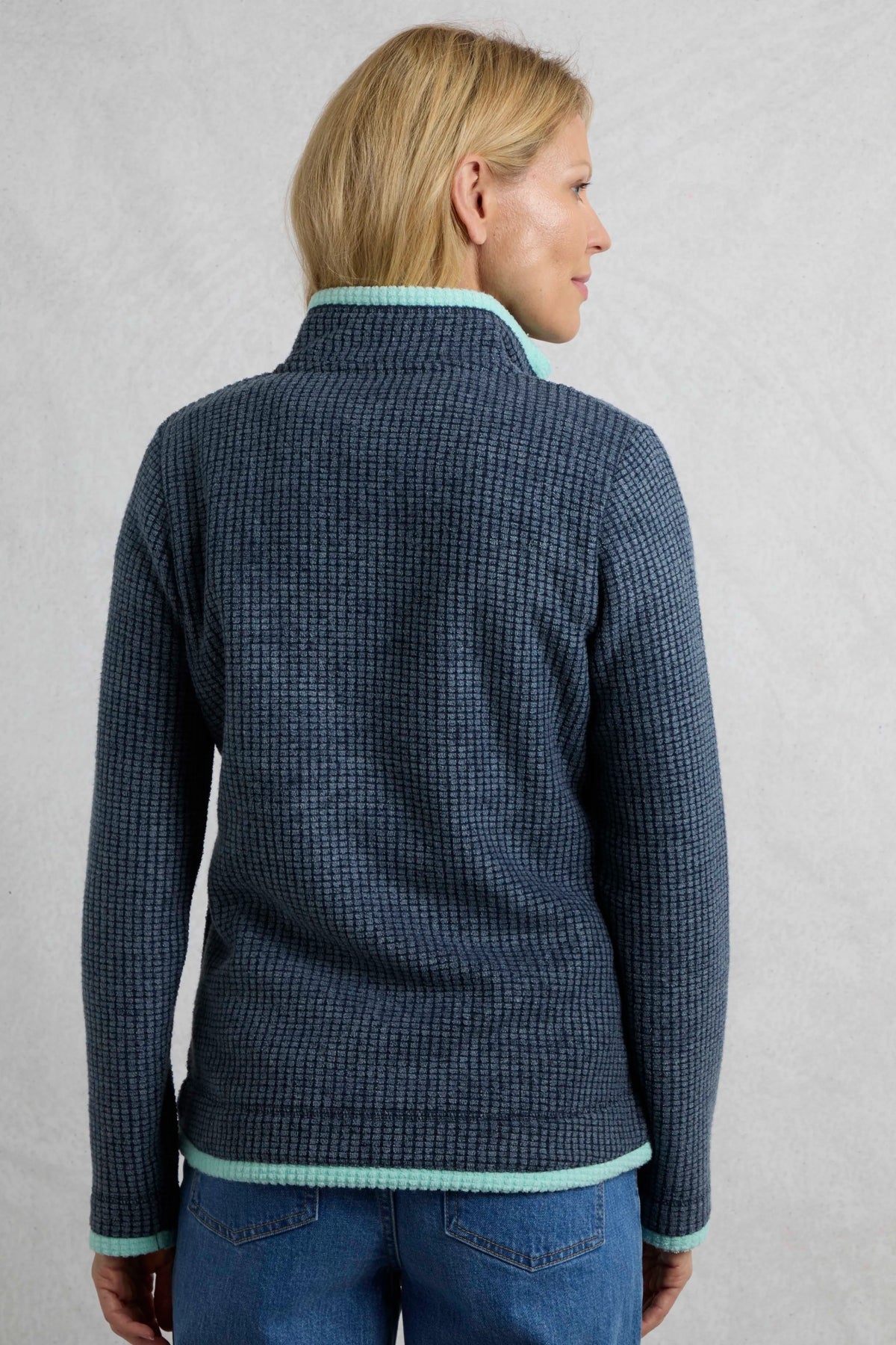 Weird Fish Womens Ariana Full Zip Grid Fleece - Rich Navy