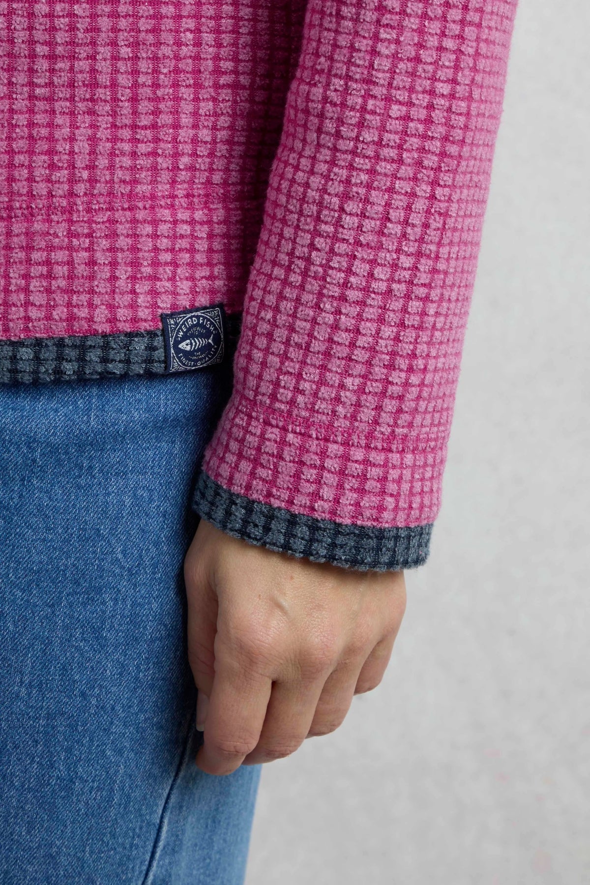 Weird Fish Womens Beye Zip Neck Grid Fleece Dark Raspberry