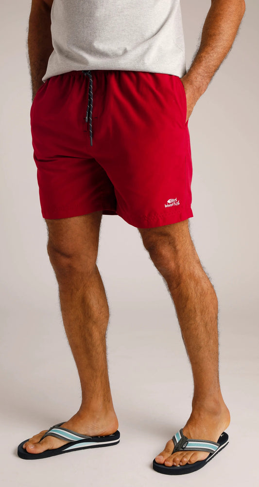 Weird Fish Mens Banning Swim Shorts - Garnet Red