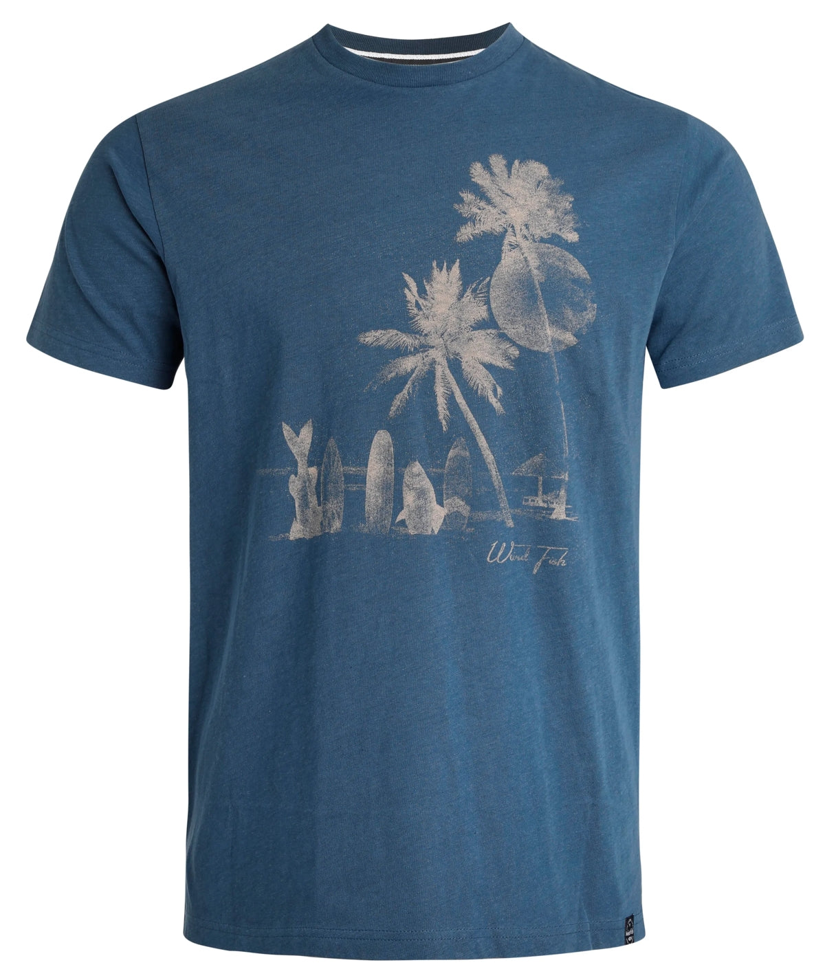 Weird Fish Mens Shoreline Linen Rich Printed Tee - Ensign Blue