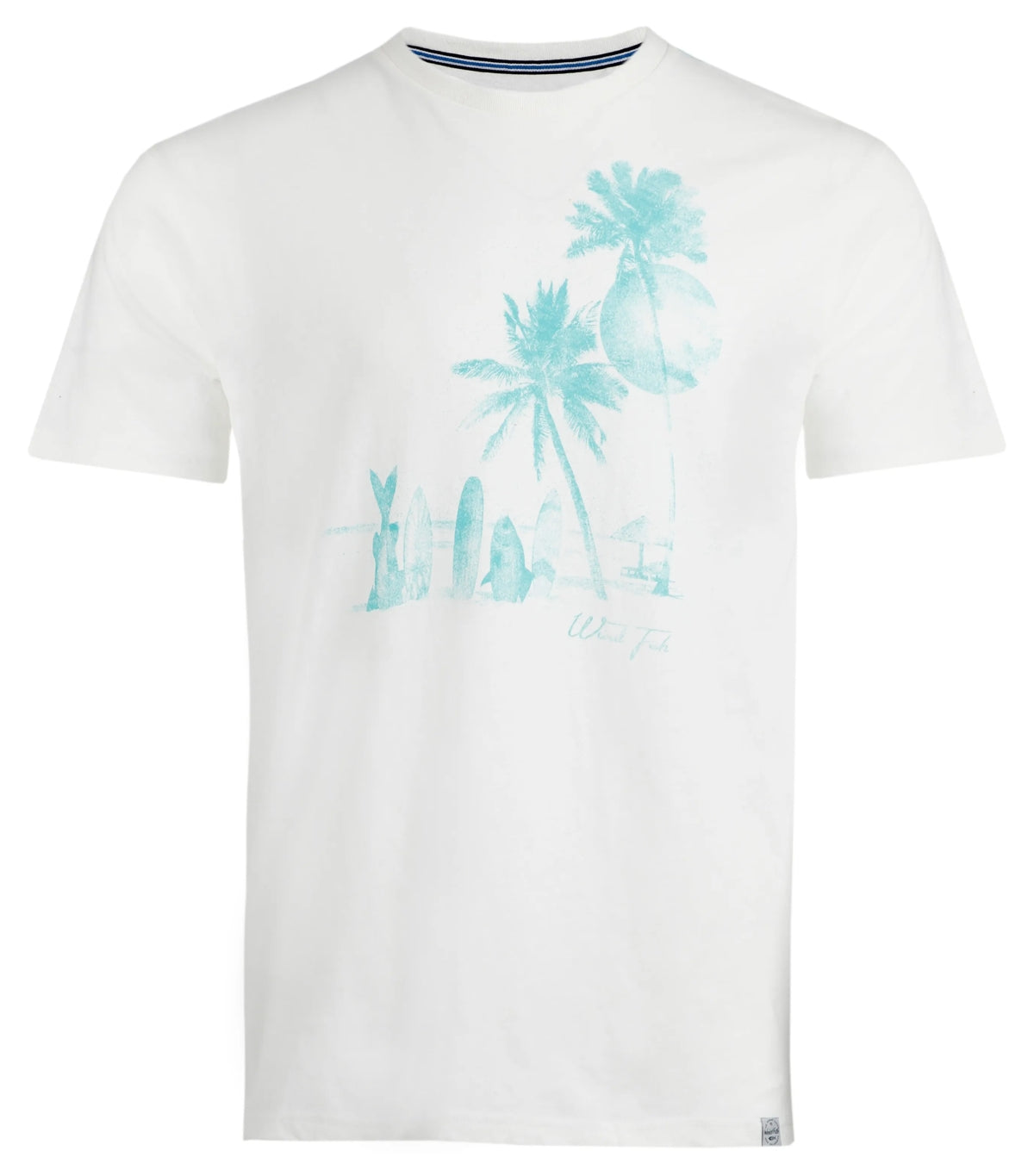 Weird Fish Mens Shoreline Linen Rich Printed Tee - Marshmallow White