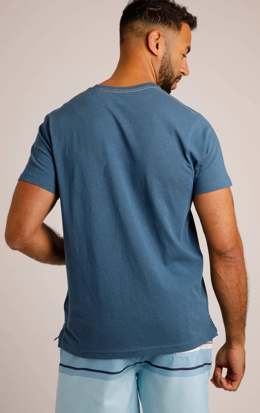 Weird Fish Mens Shoreline Linen Rich Printed Tee - Ensign Blue