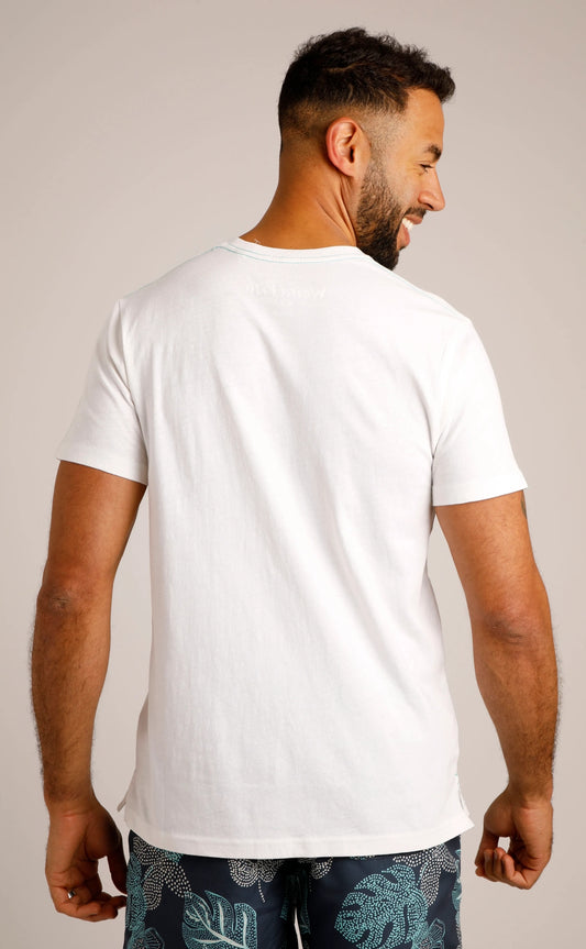 Weird Fish Mens Shoreline Linen Rich Printed Tee - Marshmallow White