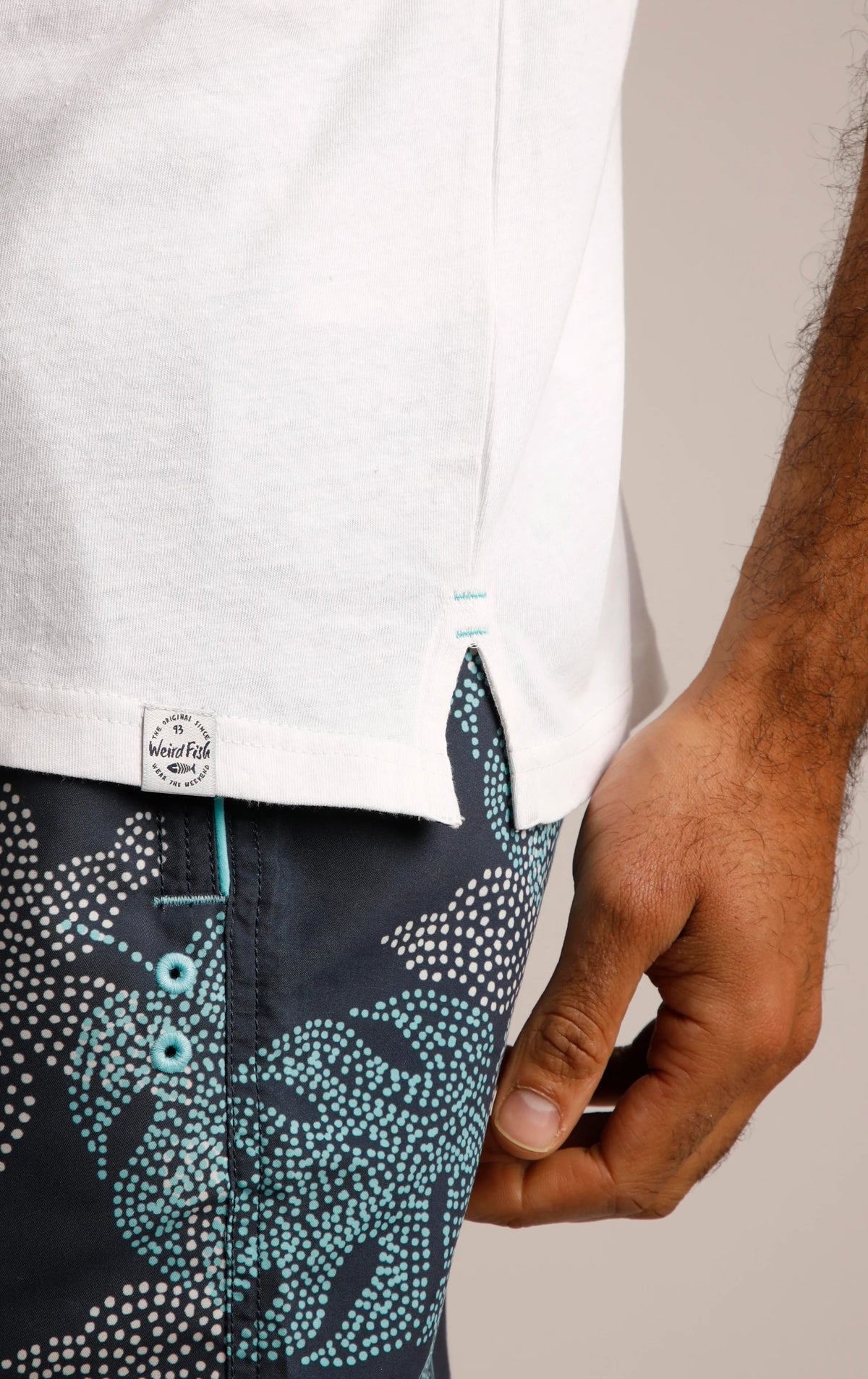 Weird Fish Mens Shoreline Linen Rich Printed Tee - Marshmallow White