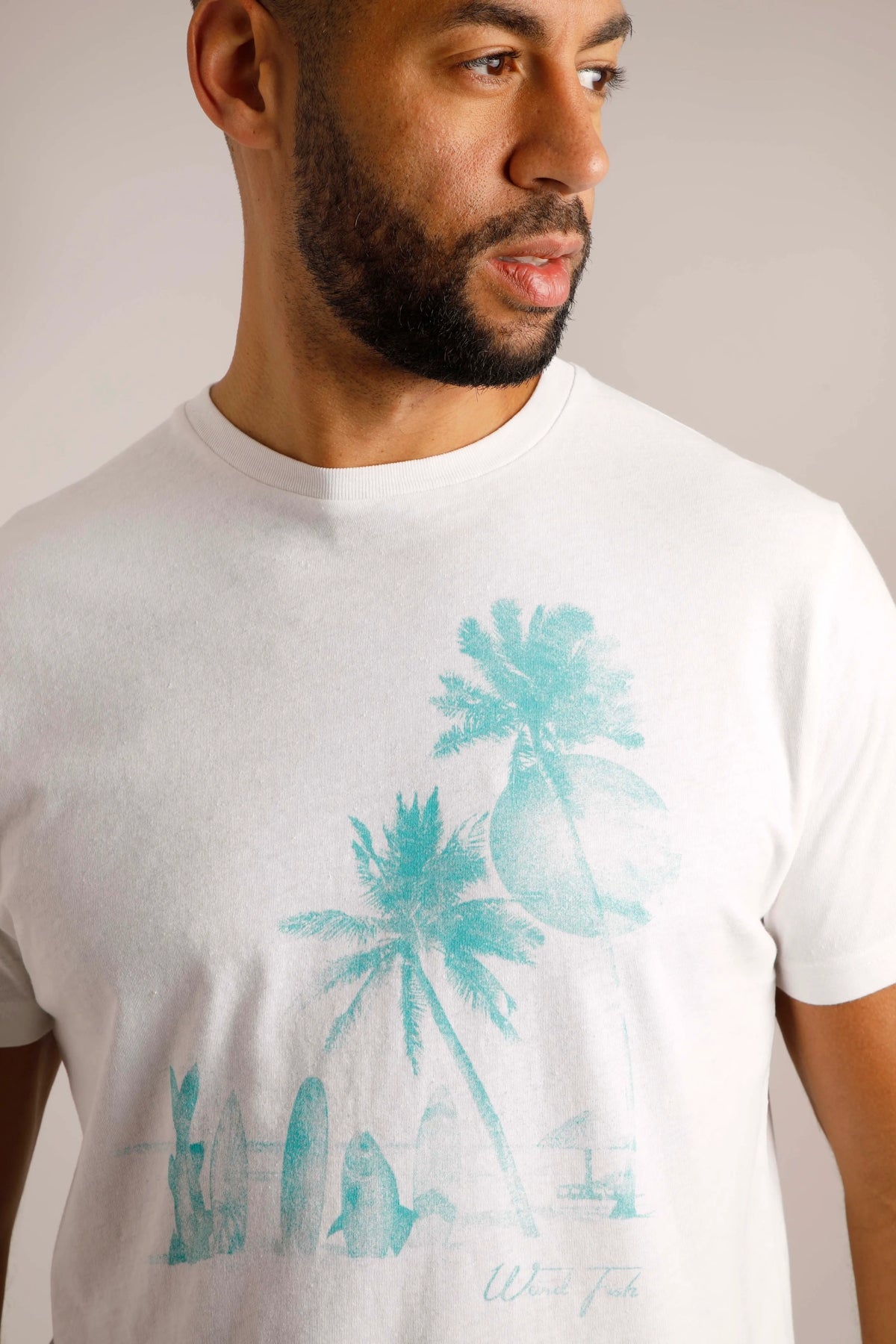 Weird Fish Mens Shoreline Linen Rich Printed Tee - Marshmallow White