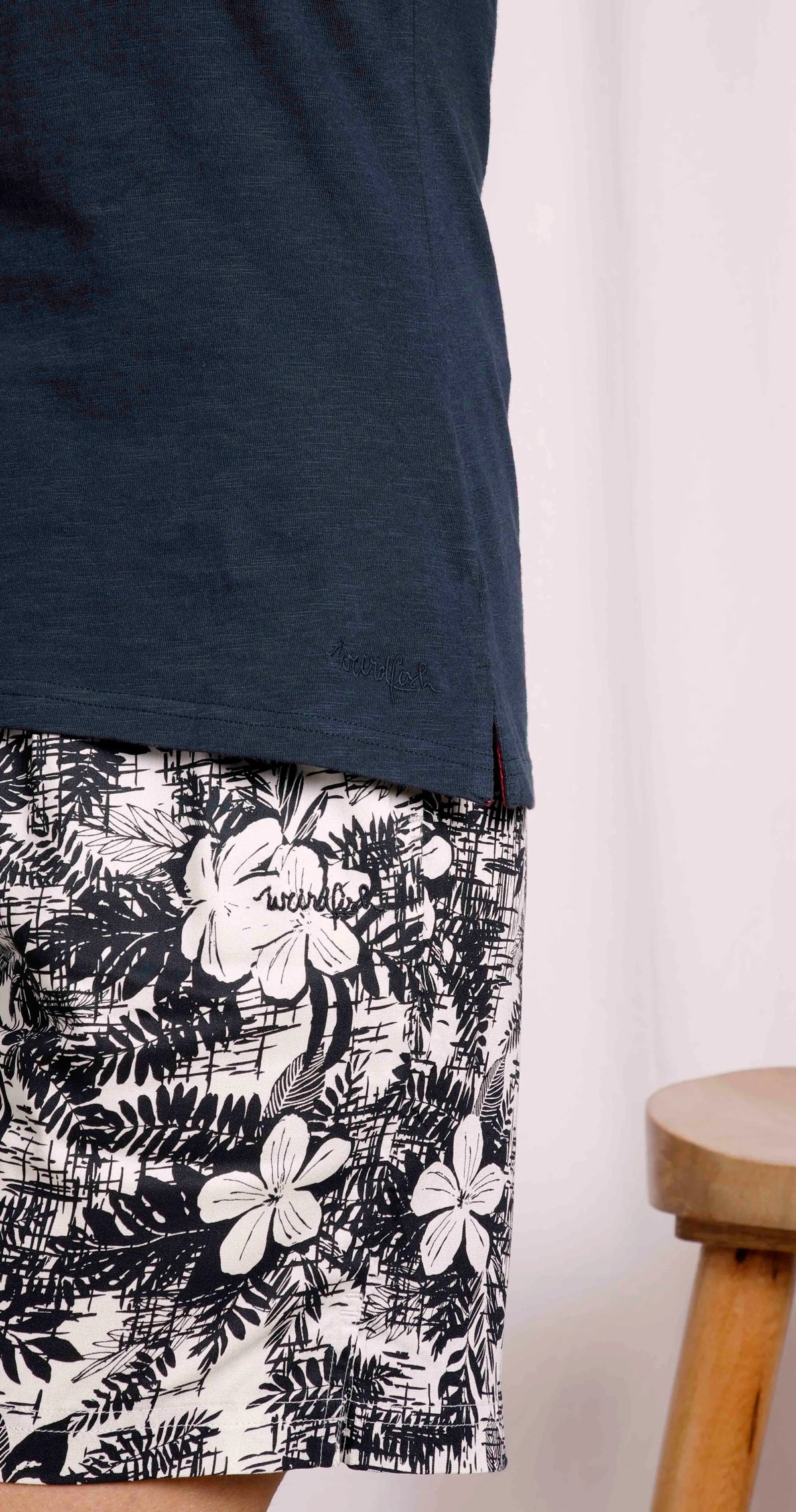 Women's Weird Fish v-neck Arenas vest made from 100% organic slub cotton in Navy.