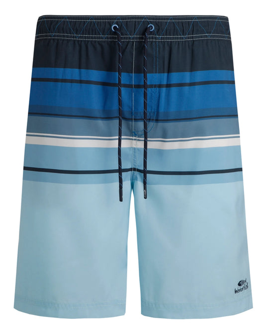 Weird Fish Mens Lucknow Printed Stripe Board Shorts - Blue Sapphire