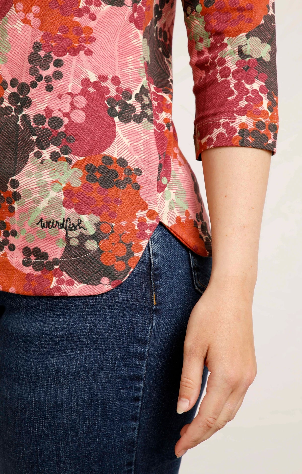Weird Fish Womens 'Pinto' Floral Print Tee - Dusty Rose
