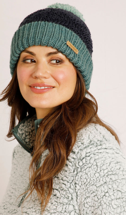 Weird Fish Aliza Textured Bobble Hat - Navy