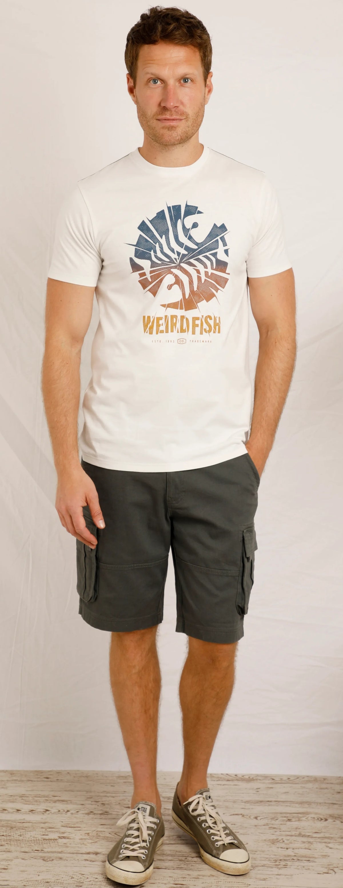 Weird Fish Mens Shatter Print Tee - Dusty White