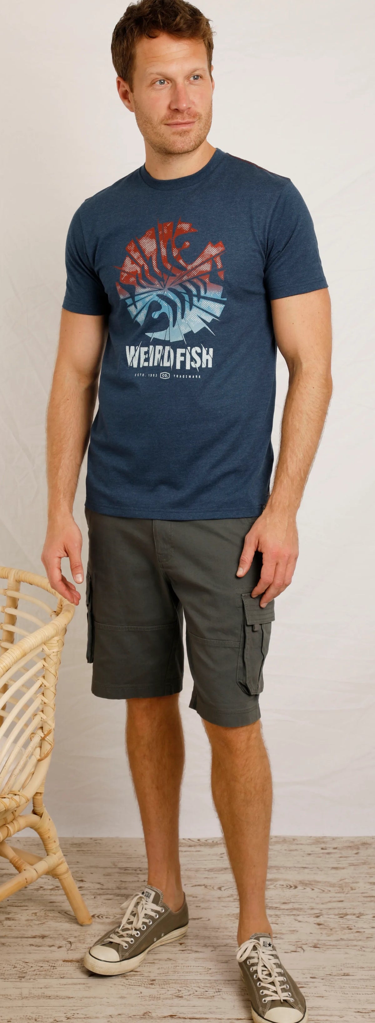 Weird Fish Mens Shatter Print Tee - Federal Blue