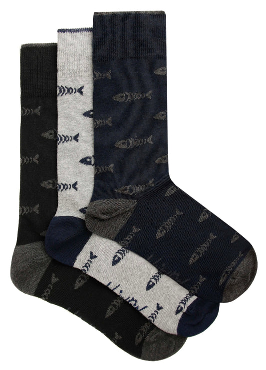 Weird Fish Mens 'Ronan' 3 Pack Socks - Grey