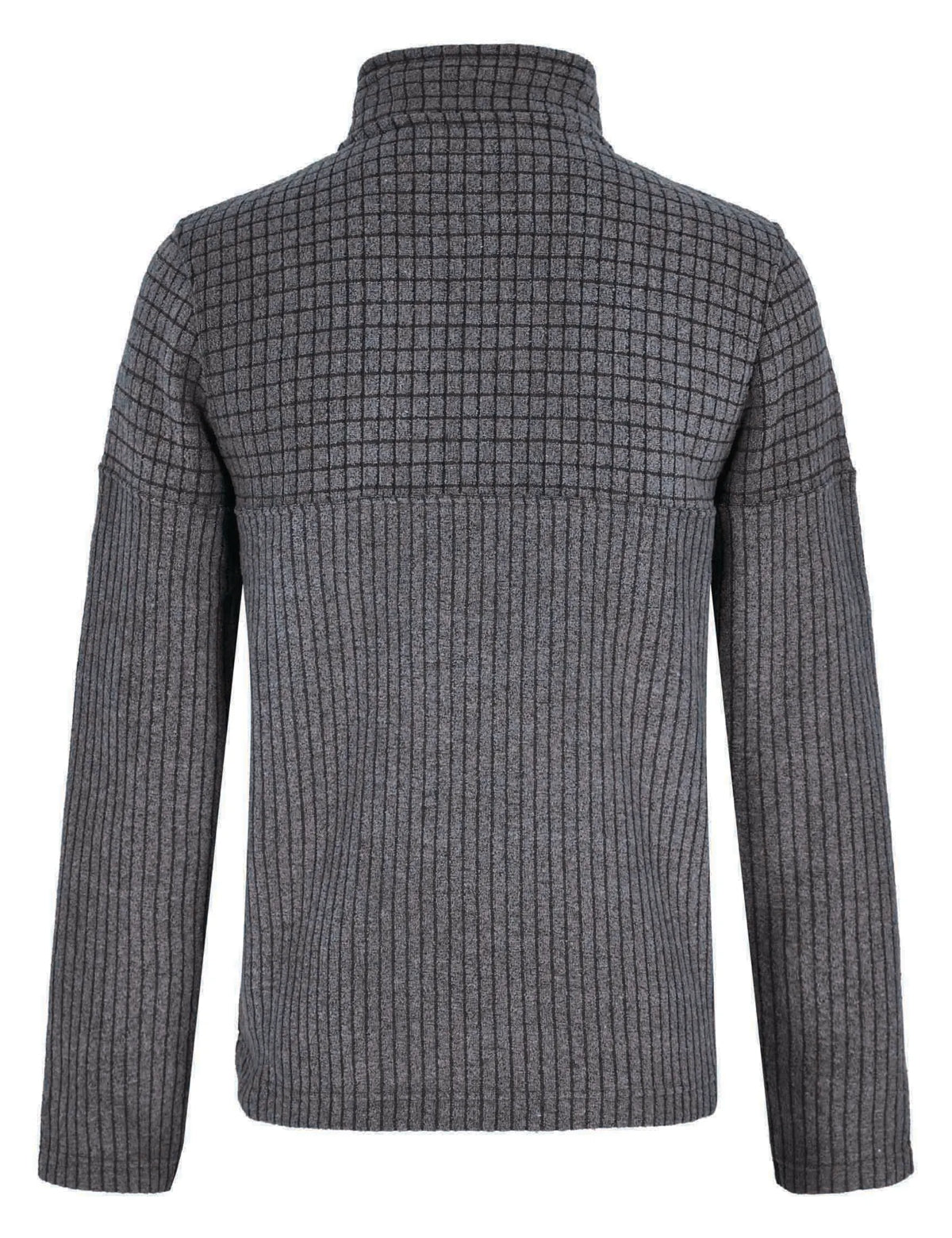 Men's Weird Fish Longmont stripe grid fleece in navy with 1/4 zip neckline.