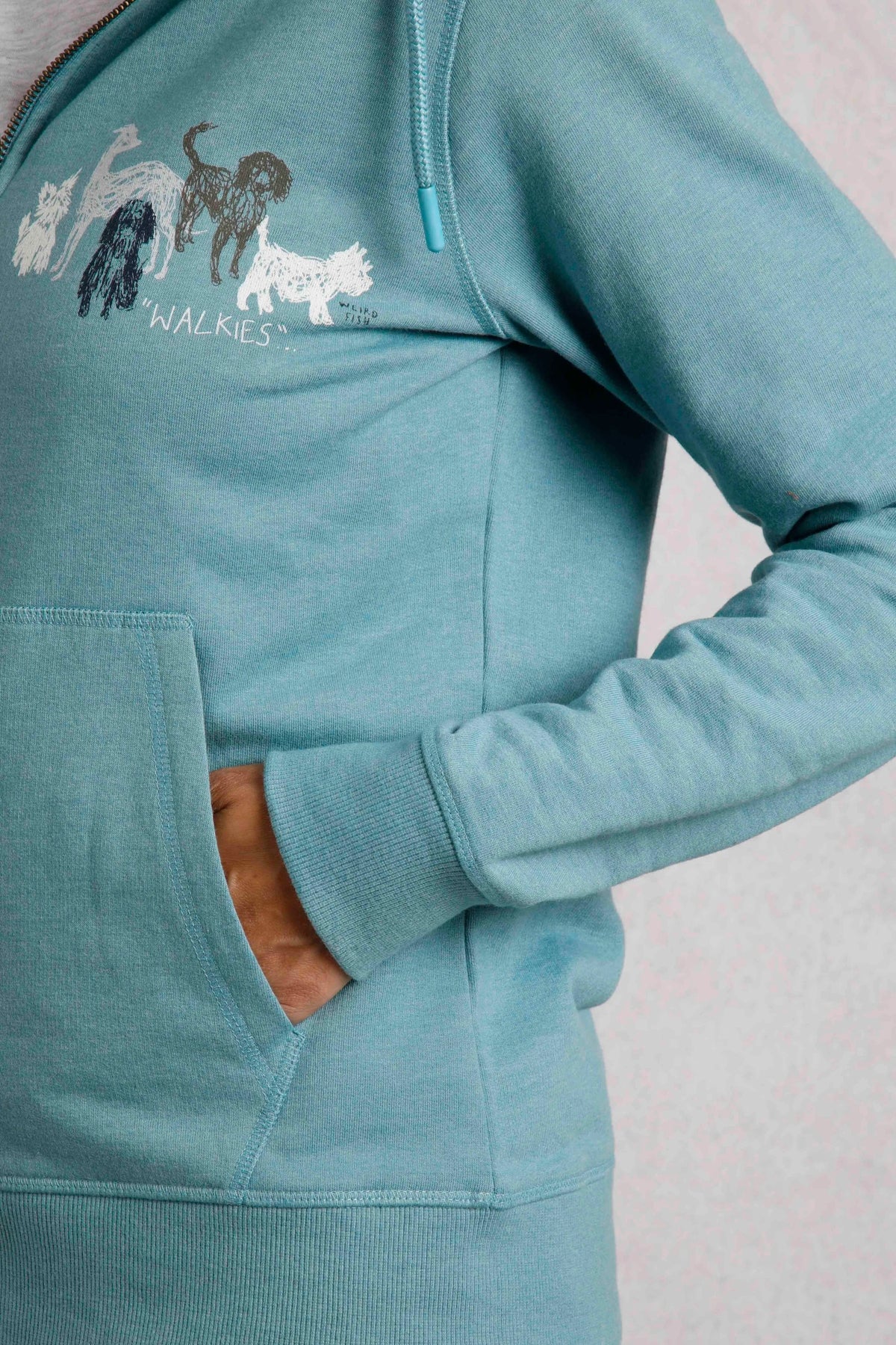 Weird Fish Womens Franchises Full Zip Hoodie - Mineral Blue