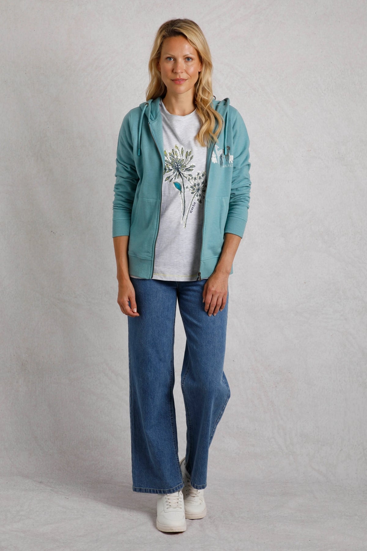 Weird Fish Womens Franchises Full Zip Hoodie - Mineral Blue