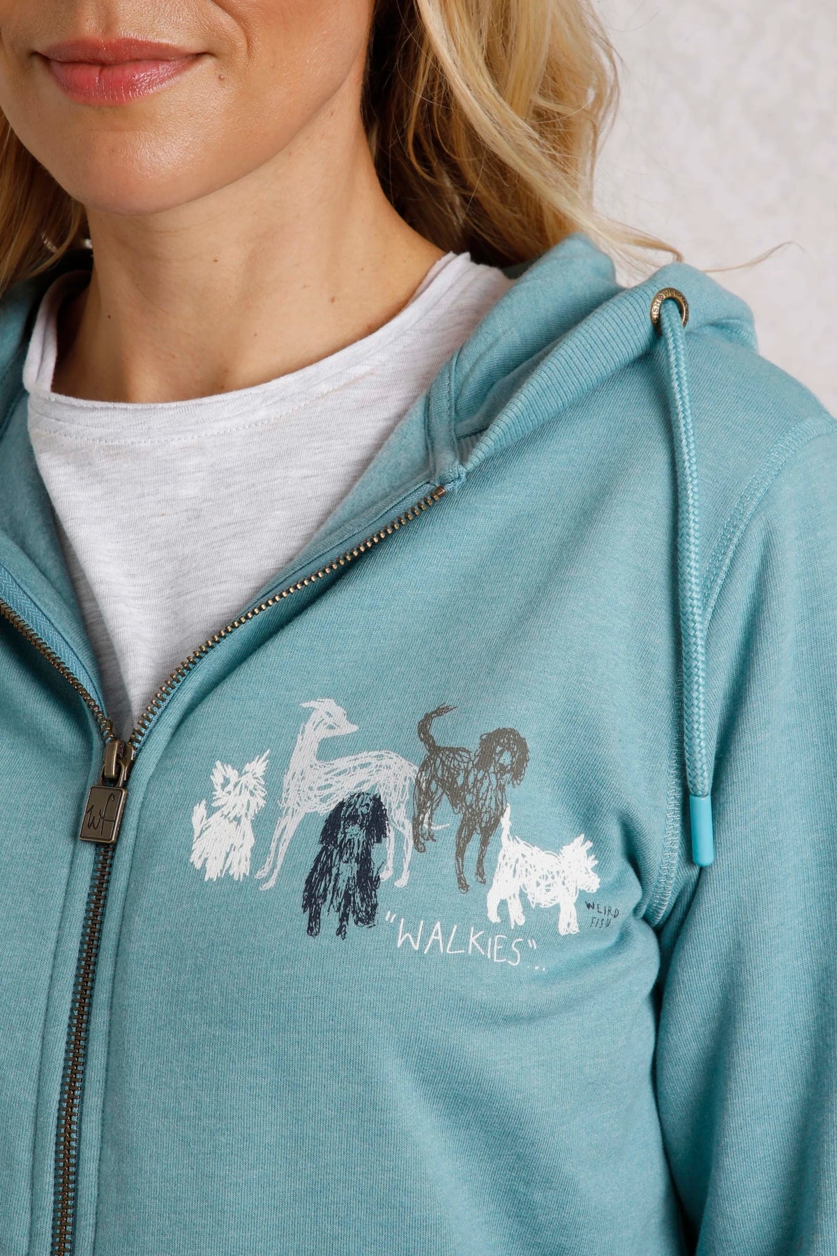Weird Fish Womens Franchises Full Zip Hoodie - Mineral Blue