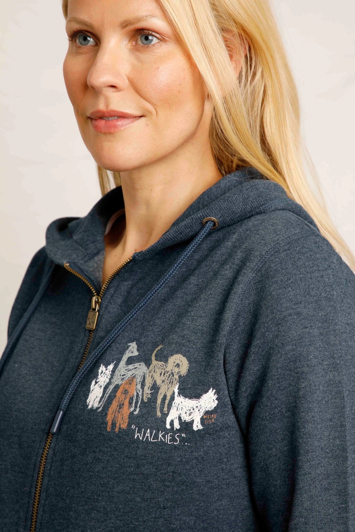 Weird Fish Womens Franchises Full Zip Hoodie - Navy