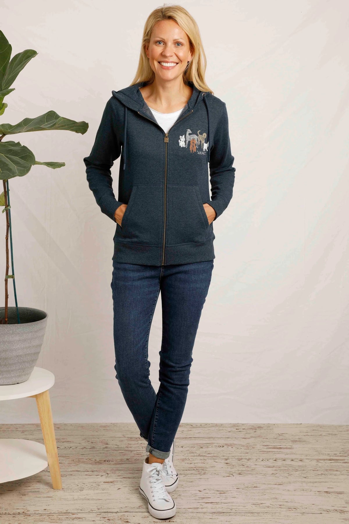Weird Fish Womens Franchises Full Zip Hoodie - Navy
