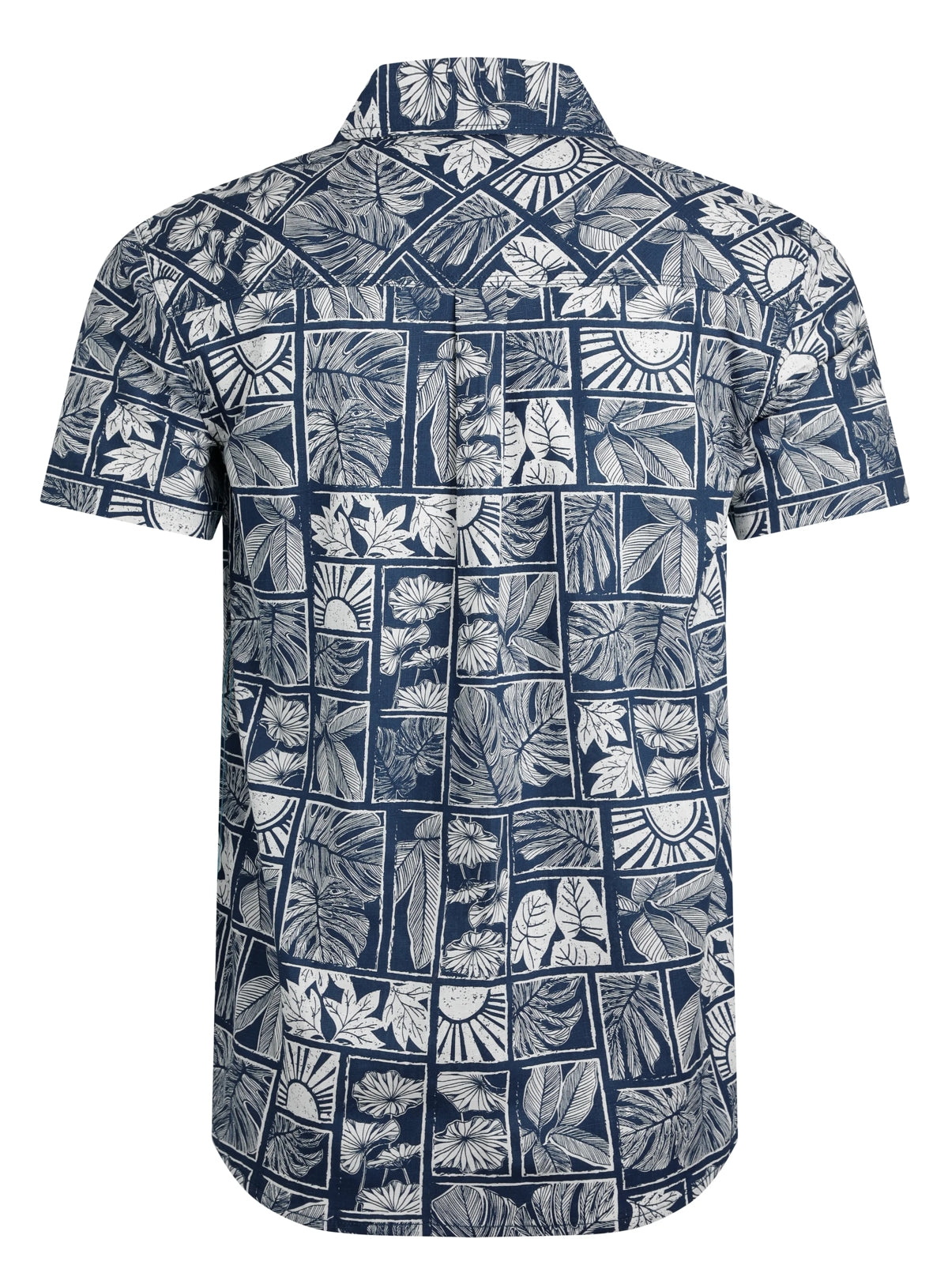 Weird Fish Mens Faraway Tropical Print Shirt - Estate Blue
