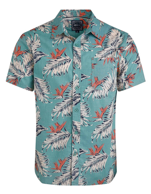 Weird Fish Mens Faraway Tropical Print Shirt - Mineral Blue