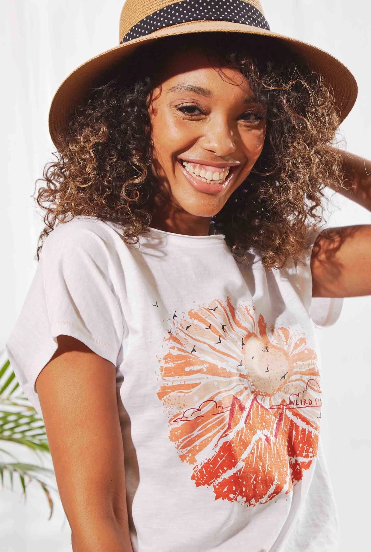 Weird Fish women's Sundown t-shirt in White.