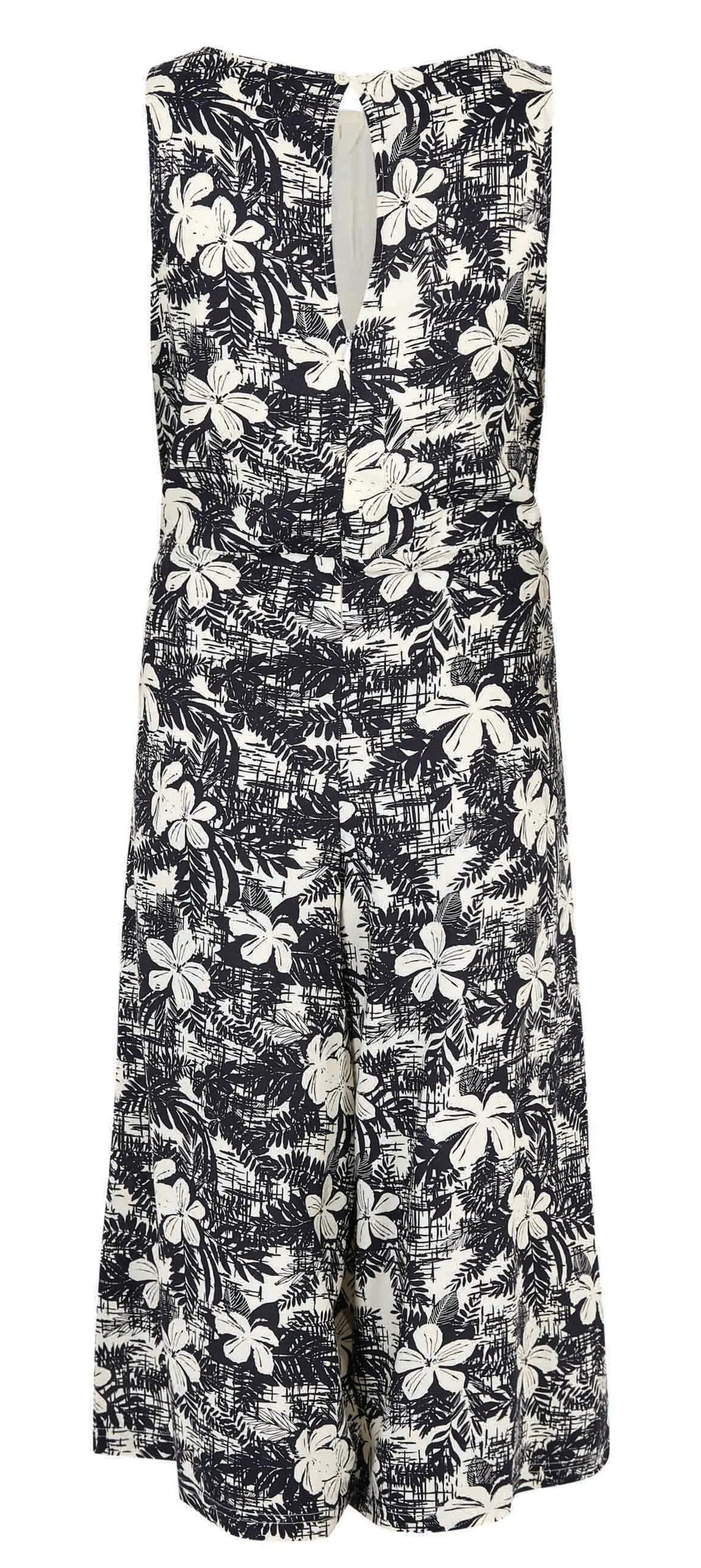 Dark Denim Blue and White floral print women's Nalani jumpsuit from Weird Fish.