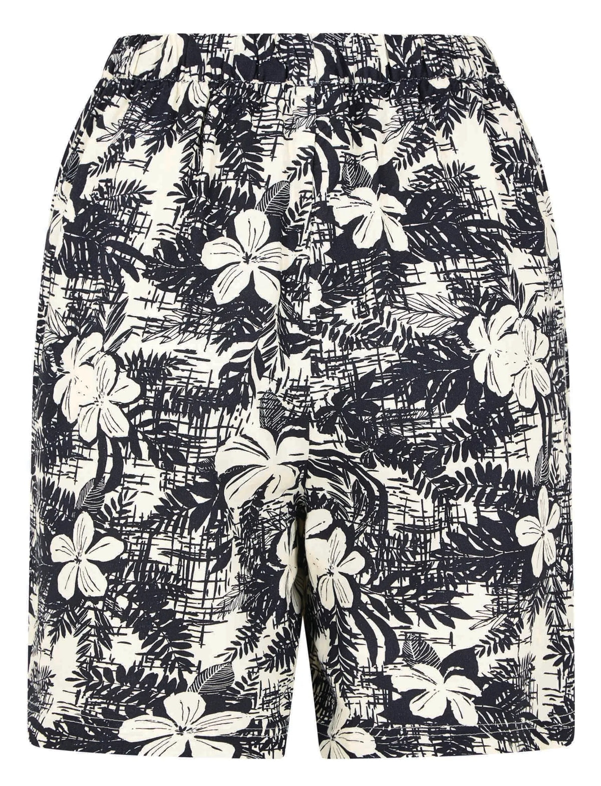 Weird Fish Sundance women's loose fit viscose shorts in Dark Denim Blue and White.