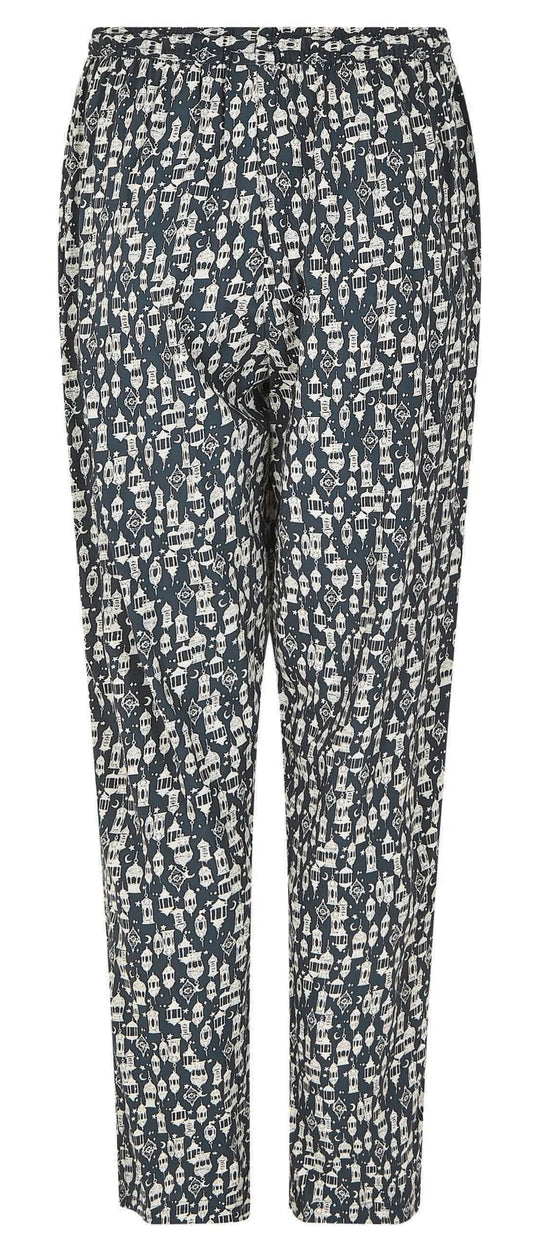 Weird Fish women's lightweight Tinto viscose fabric in Midnight Navy with a Moroccan lantern style print.