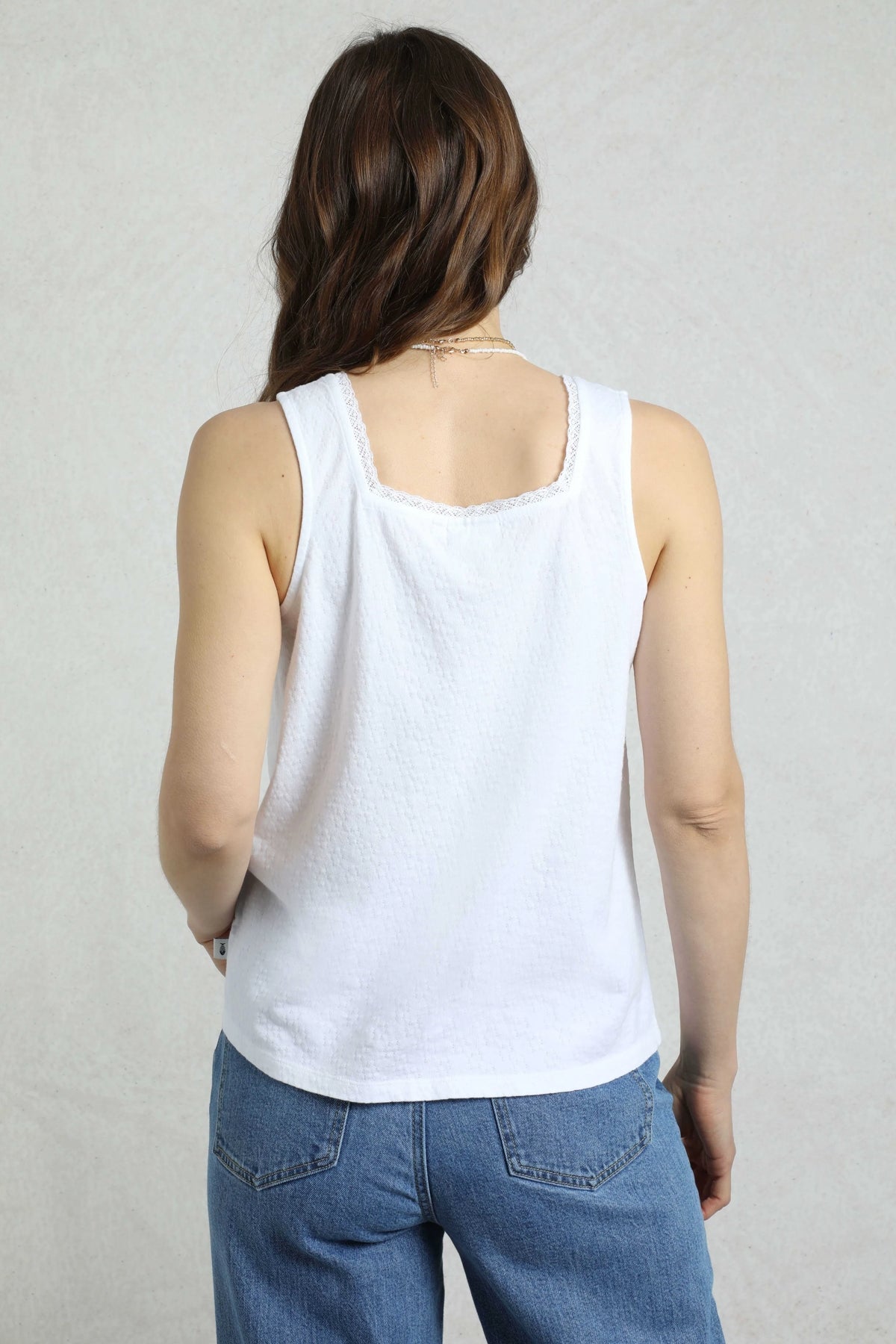 Weird Fish Womens Chelle Square Neck Jersey Vest - White