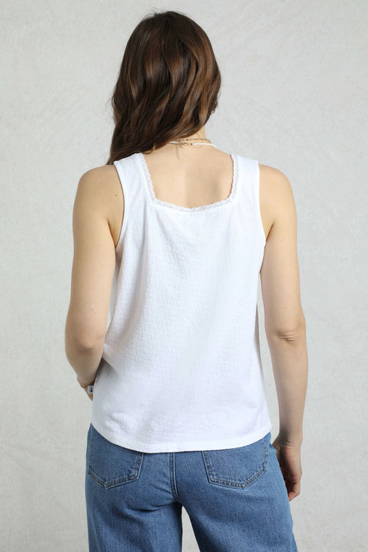 Weird Fish Womens Chelle Square Neck Jersey Vest - White