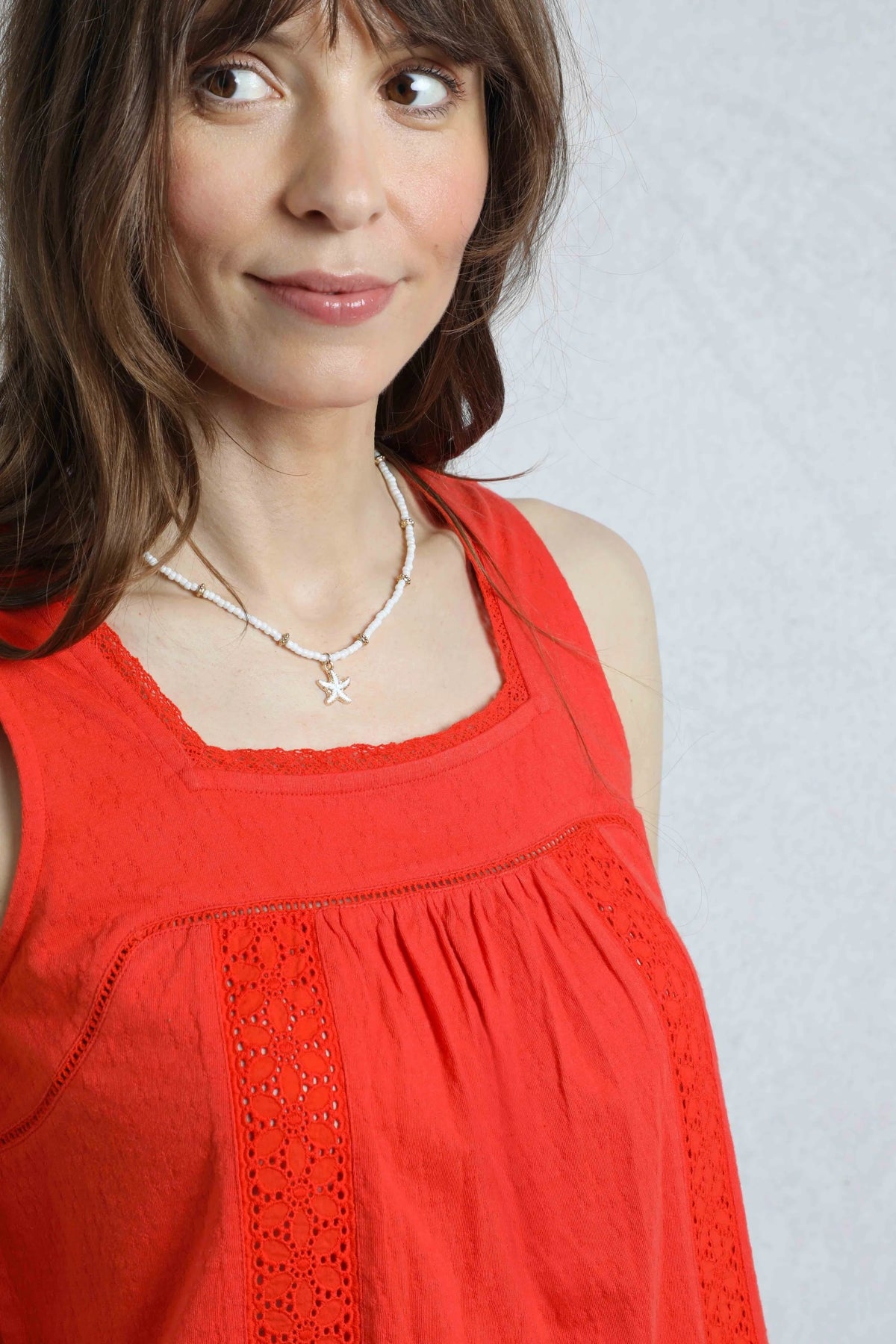 Weird Fish Womens Chelle Square Neck Jersey Vest - Tango Red