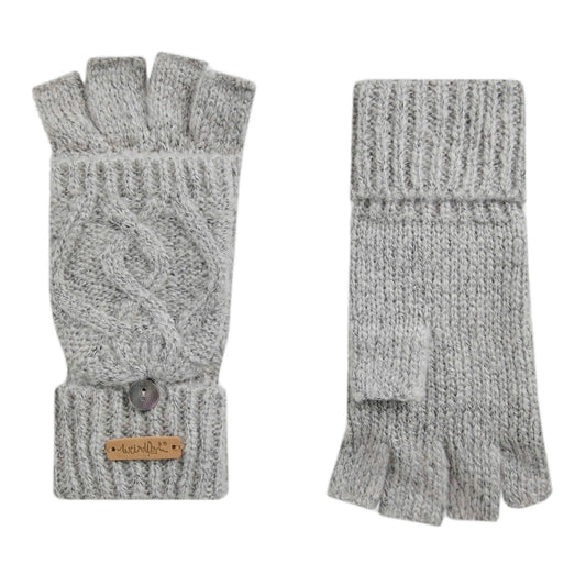 Weird Fish Womens Tally Fingerless Gloves - Pear Grey