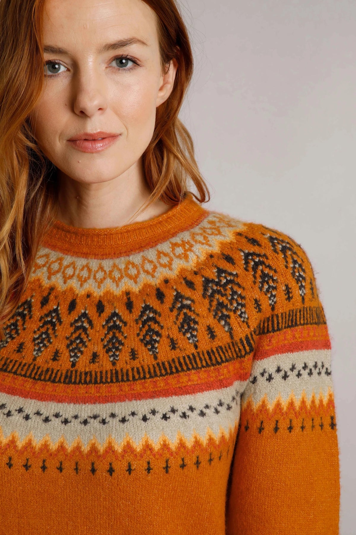 Weird Fish Womens Lowell Fair Isle Jumper - Brick Orange
