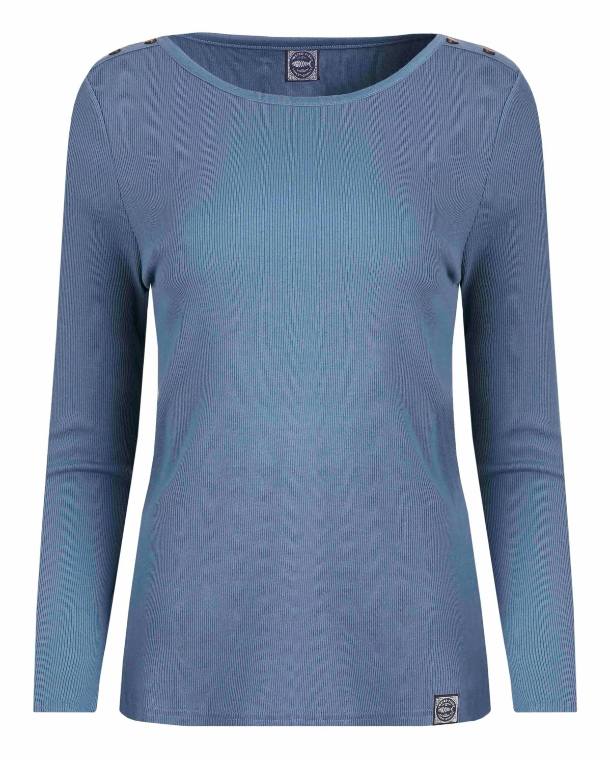 Weird Fish Womens Maine Ribbed Long Sleeve Tee - Blue Mirage