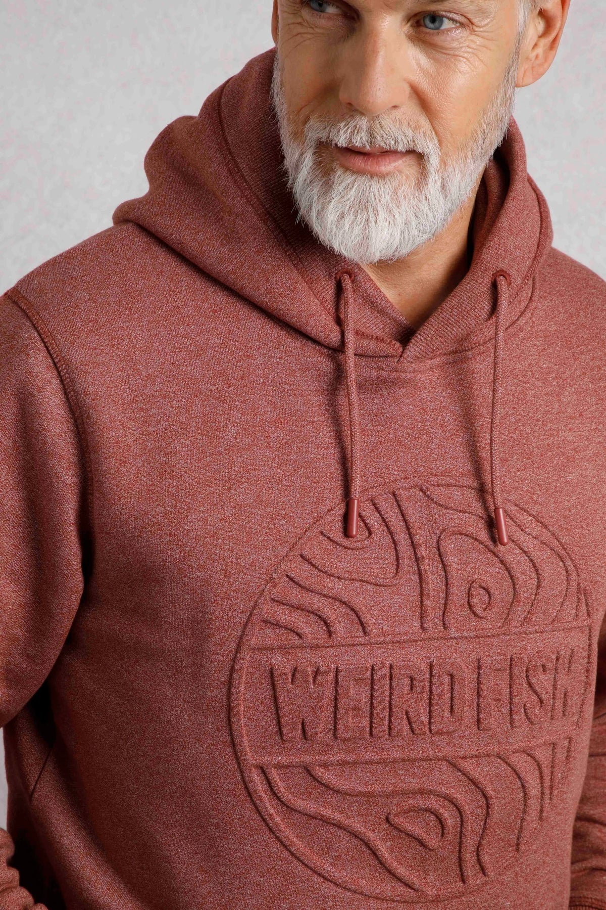 Weird Fish Mens Perranporth Embossed Grindle Hoodie - Nut