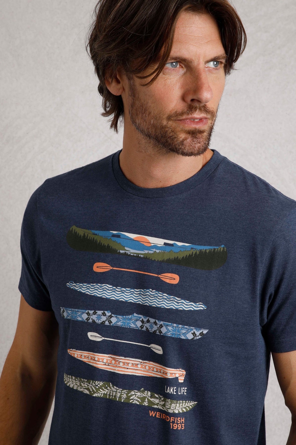 Weird Fish Mens Lake Life Printed Tee - Dark Blue