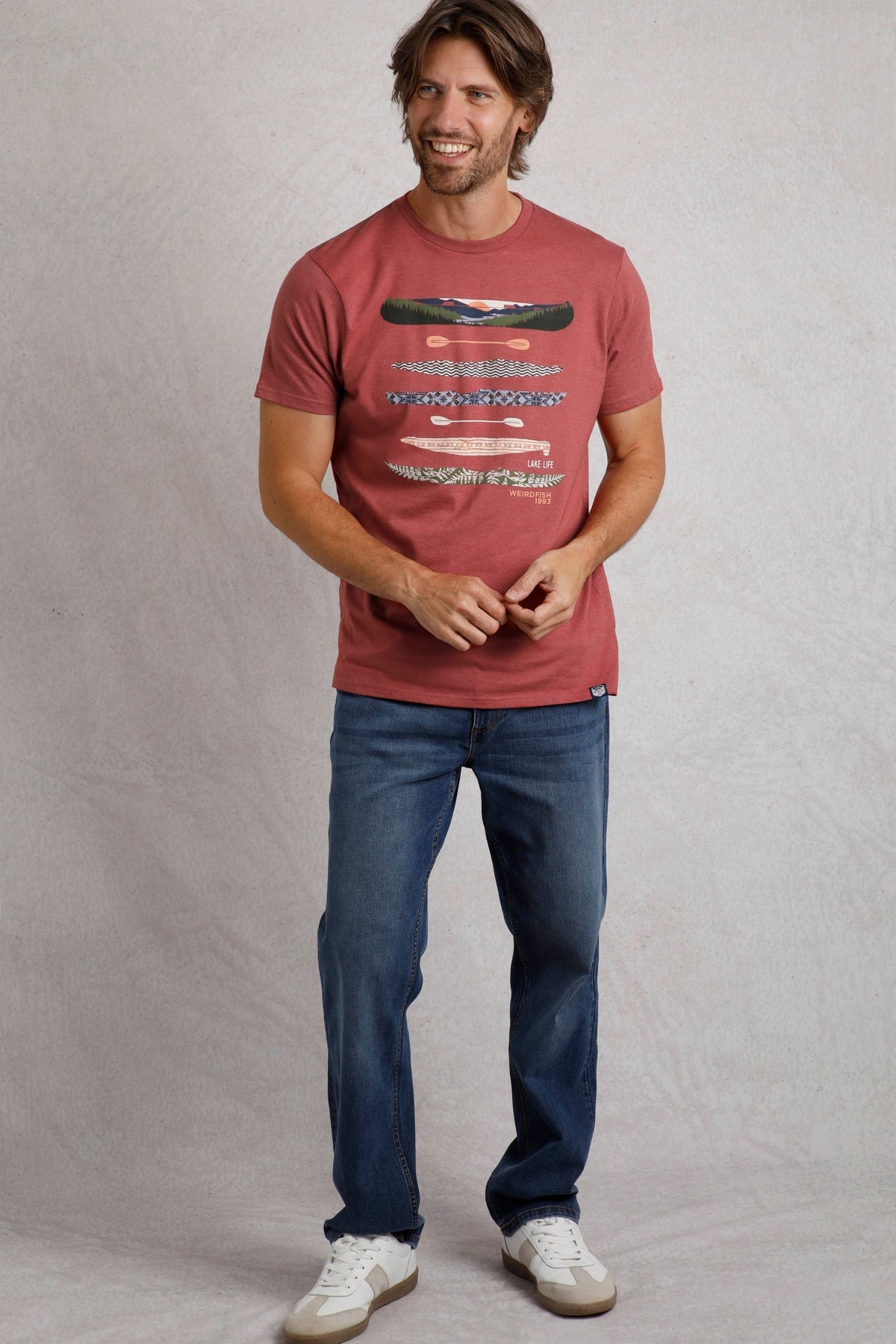 Weird Fish Mens Lake Life Printed Tee - Nut