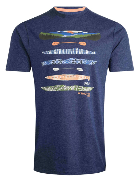 Weird Fish Mens Lake Life Printed Tee - Dark Blue
