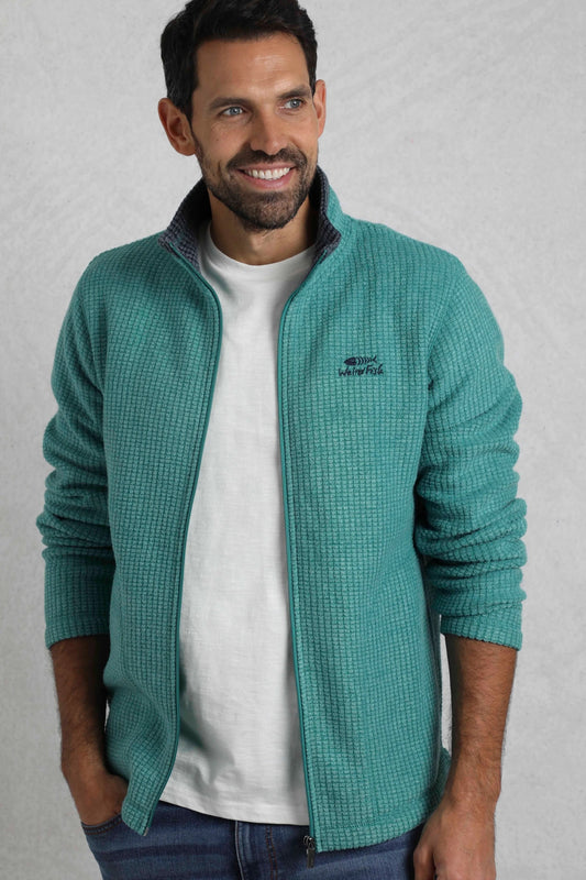 Weird Fish Mens Shires Full Zip Grid Fleece - Viridis