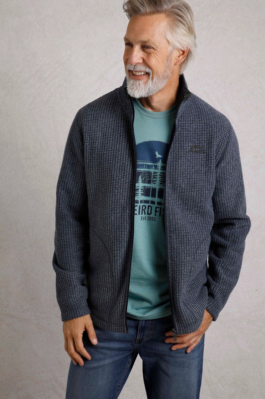Weird Fish Mens Shires Full Zip Grid Fleece - Navy