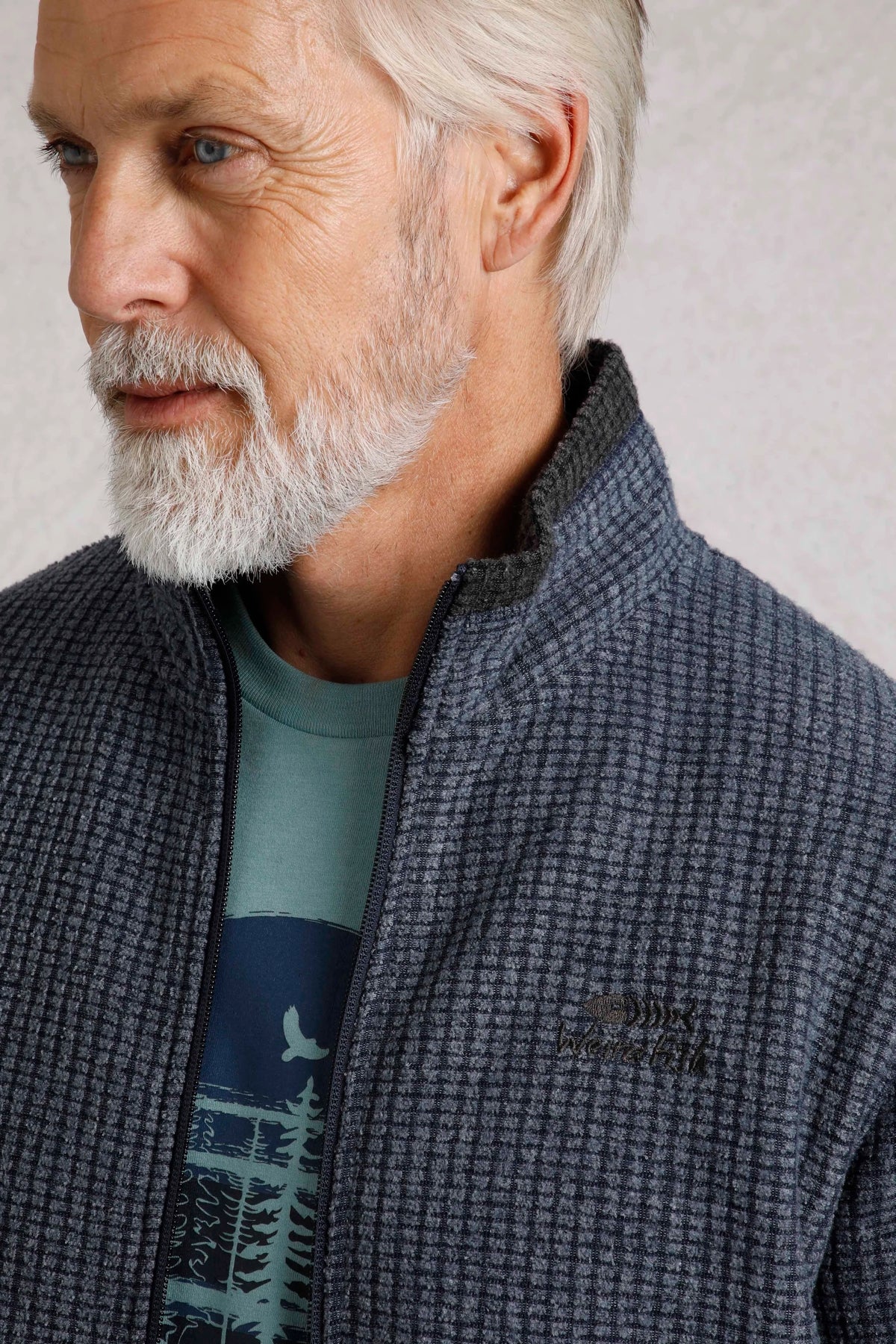 Weird Fish Mens Shires Full Zip Grid Fleece - Navy