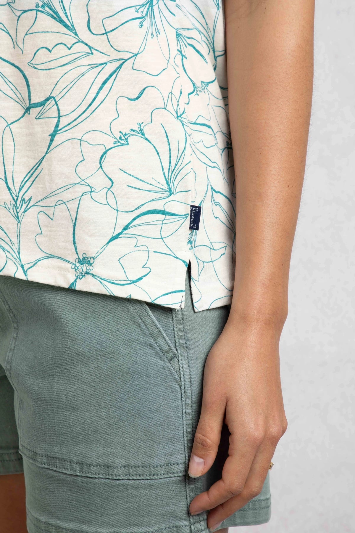 Weird Fish Womens Nonno Printed Cotton Slub Jersey Vest - Viridis